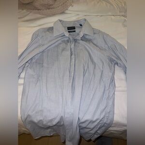 Giorgio Armani Men's White and Blue Dress Shirt